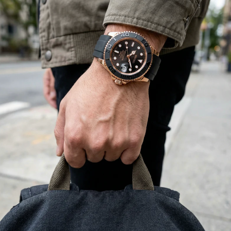 MARINER ROSEGOLD BLACK RUBBER
